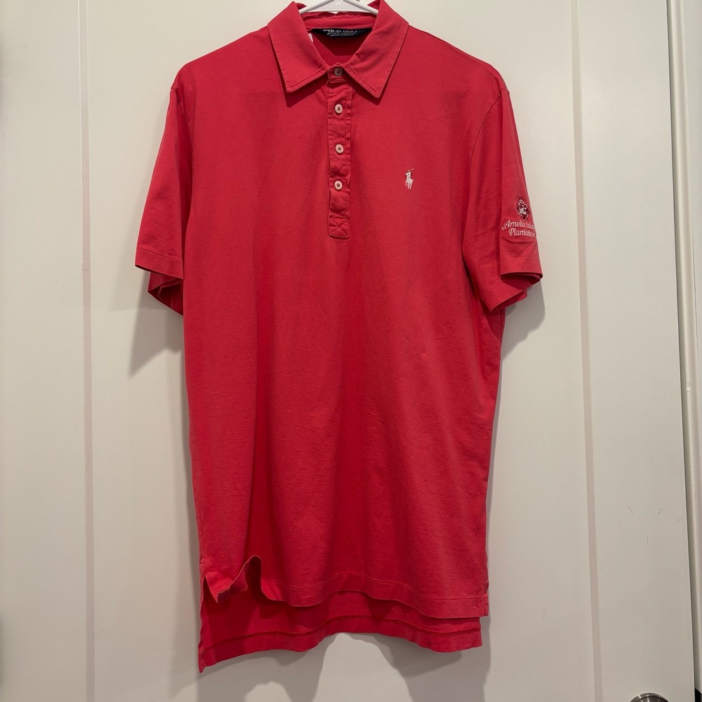 Polo Golf Ralph Lauren Mens Red Pima Cotton Amelia Island Polo Shirt Size M